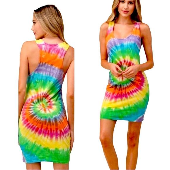 GVO Dresses & Skirts - Tie Dye Rainbow Mini Dress